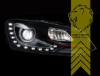 Halogen, schwarz, Abblendlicht H7 / Fernlicht H7, elektrisch verstellbar - Stellmotor wird vom Original übernommen, Eintragungsfrei / mit E-Prüfzeichen, Eintragungsfrei / mit R87 Zulassung als Tagfahrlicht